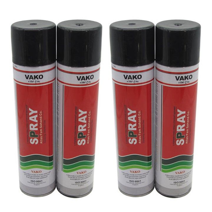 اسپری رنگ مشکی واکو مدل 300ml حجم 1.200 لیتر بسته 4 عددی